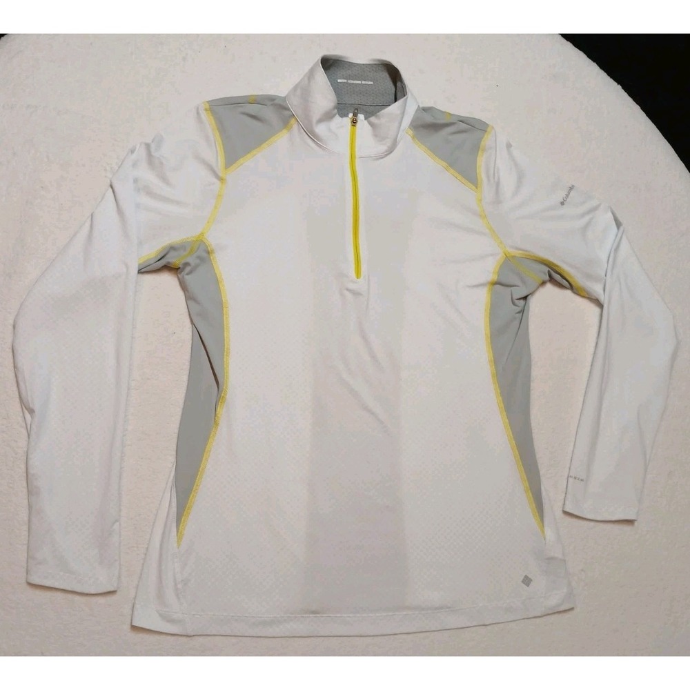 Columbia Women XL Omni-Freeze Zero 1/2 Zip Top White Cooling Hiking Running
